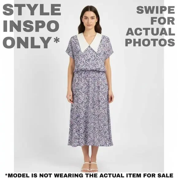 Lady Carol Purple Floral V-Neck Dress Size 14 0183 - Picture 2 of 8